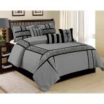 Rowley Microfiber 7 Piece Comforter Set Lark Manor Color: Gray/Black, Size: Queen Comforter + 6 Additional Pieces
