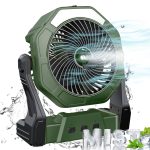 Portable Misting Fan, Outdoor Mist Fans for Outside Patios, 10000mAh Rechargeable Battery Powered Personal Cooling Fan with Mister, 8-inch, 250ml