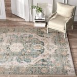 Aya Distressed Vintage Medallion Oriental Blue/Beige Area Rug Bungalow Rose Rug Size: Rectangle 5'3" x 7'3"