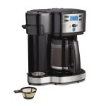 Hamilton Beach 47650 2-Way Programmable Coffee Maker Single-Serve and 12-Cup Pot Stainless Steel Glass Carafe
