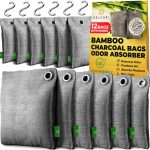 Delfori 12-Pack Activated Charcoal Odor Absorber - Natural Charcoal Bags Odor Absorber for Fresh Home, Closet, Shoes, Car - Premium Bamboo Charcoal