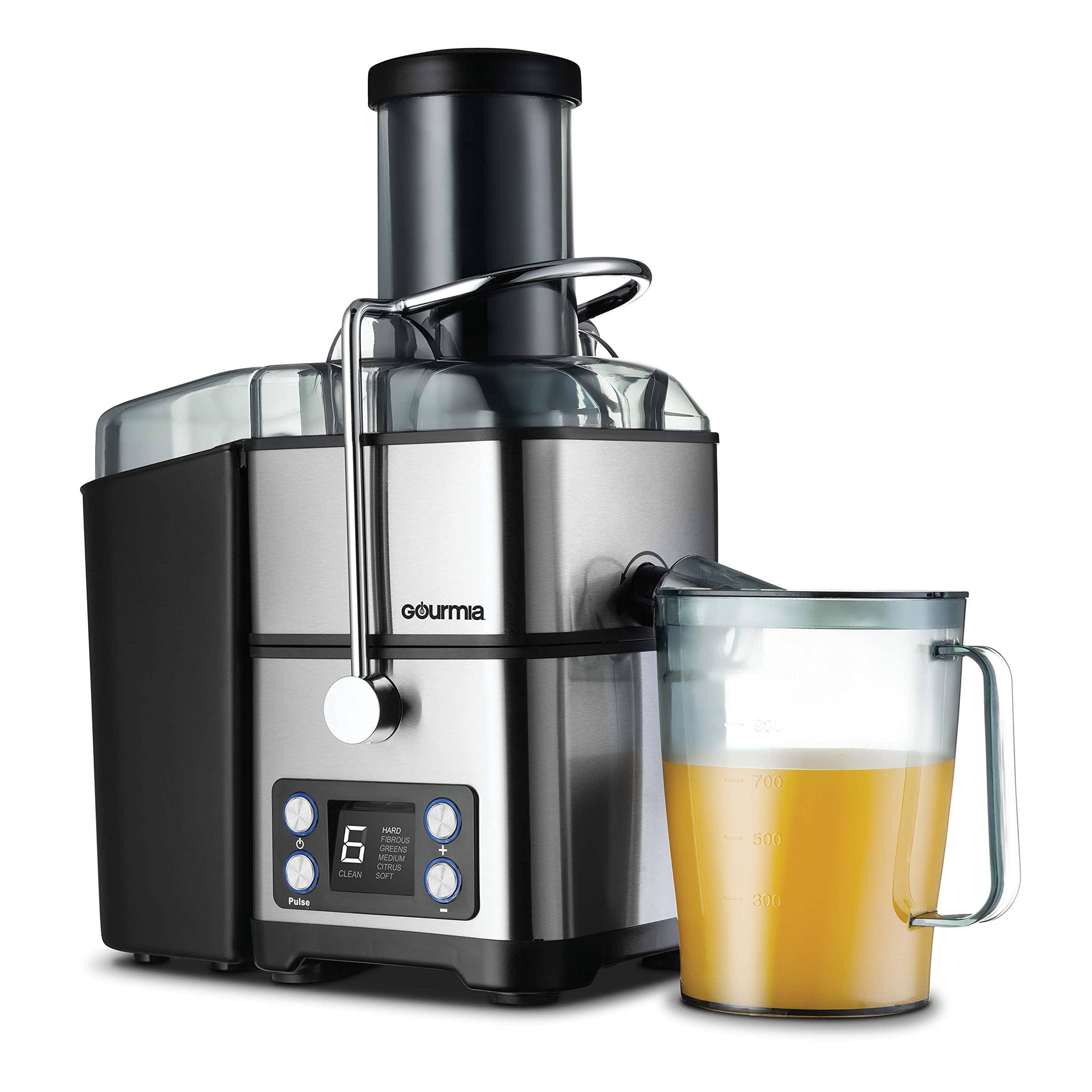 f43ef1ab49b5af31635c3925842f10bc0458d78736d64fd103397fcfe6d377e7.jpg Gourmia 6-Speed Big Mouth Extraction Juicer with Self-Cleaning Cycle - Image 1