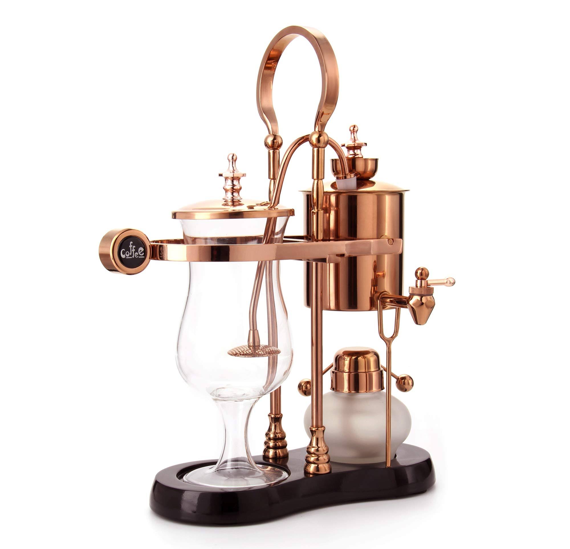 f44f36c84add17d3156dbb7a80efc197d36ae22cdc66f5d61e47d6aa6e35d295.jpg Diguo Belgian/Belgium Luxury Royal Family Balance Syphon Coffee Maker. Elegant Retro-Style Design. Color Rose Golden. Capacity: 500ml/17 oz. - Image 1