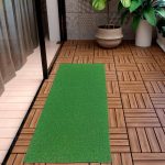 Ottomanson Evergreen Collection Indoor/Outdoor Green Artificial Grass Turf Solid Design Runner Rug, 3'0" x 7'3"