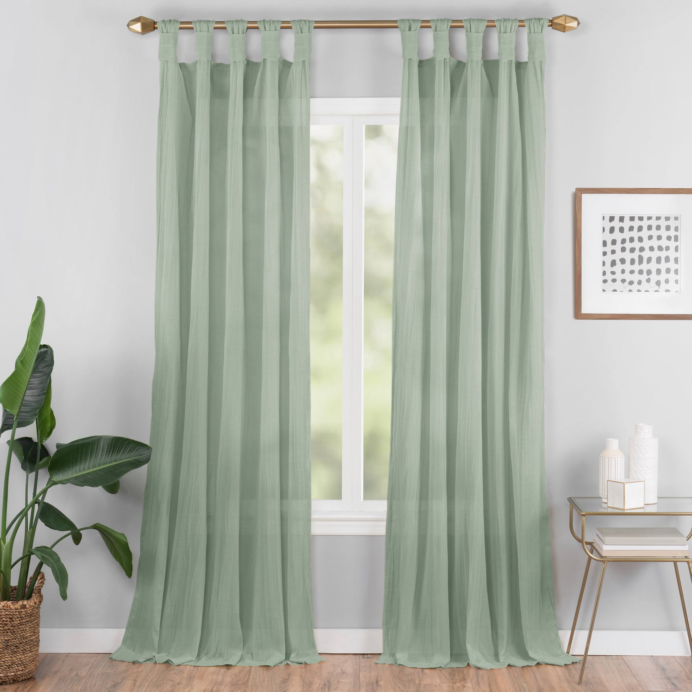 f4865a6f32fe44726032f37b953d0bf79ef977c0b06bbc6fbc122ced6b1beb26.jpg Vue Elements Priya Tab Top Window Curtain, Men's, Size: 50 x 63, Green - Image 1