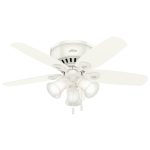 Hunter Builder Low Profile 42" Ceiling Fan with Light - Snow White