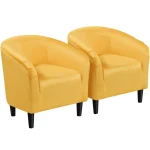 Easyfashion Tub Chair, Set of 2, Yellow Velvet