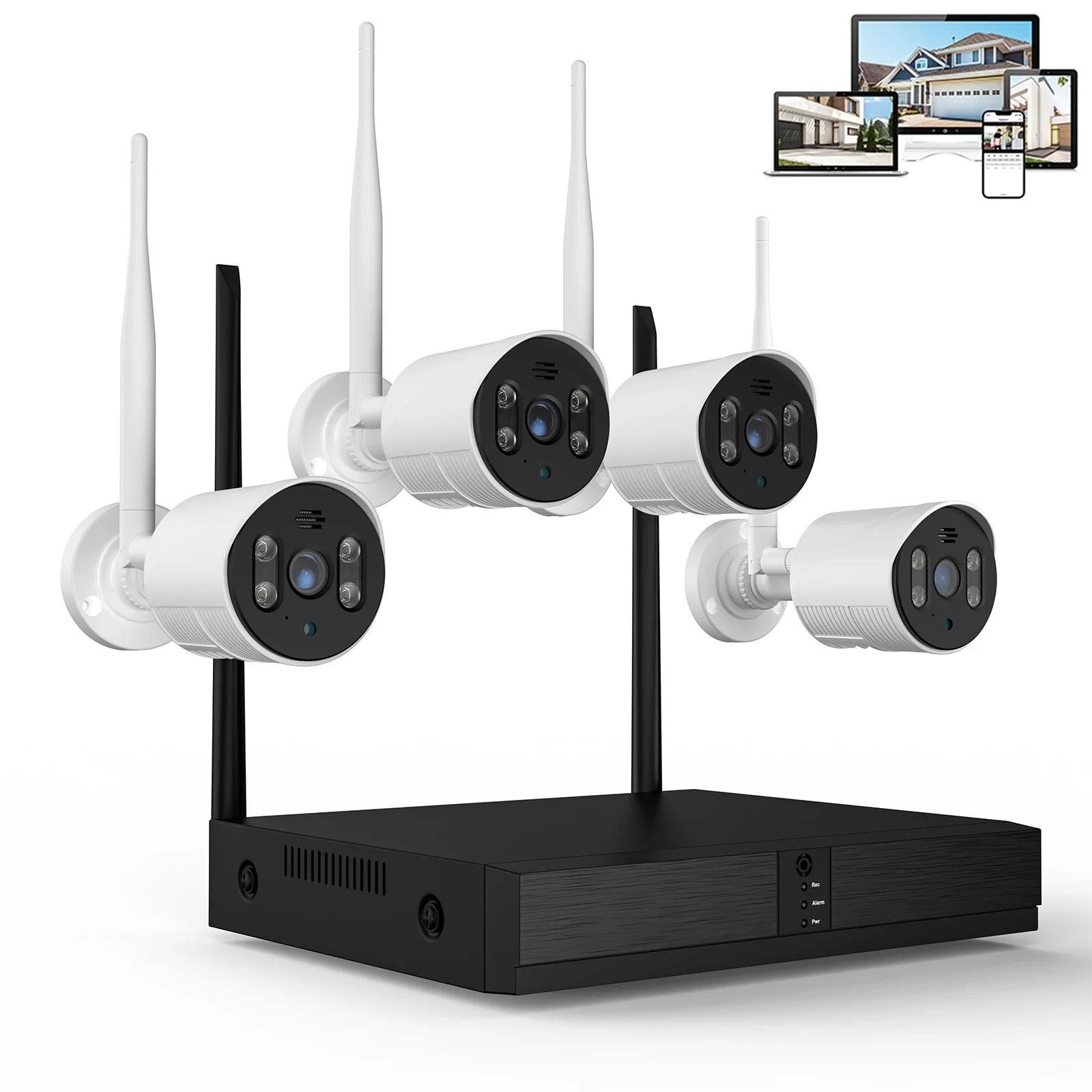 f4d922307242ea6dd560ec14829aaf79bed3bef9bc8945030c5caebb458c0c9d.jpg Topvision JQ6026HEC Security Camera System Wireless, 8CH 3MP NVR Home Security System, 4pcs 1080p WiFi IP Security Surveillance Cameras with Full - Image 1