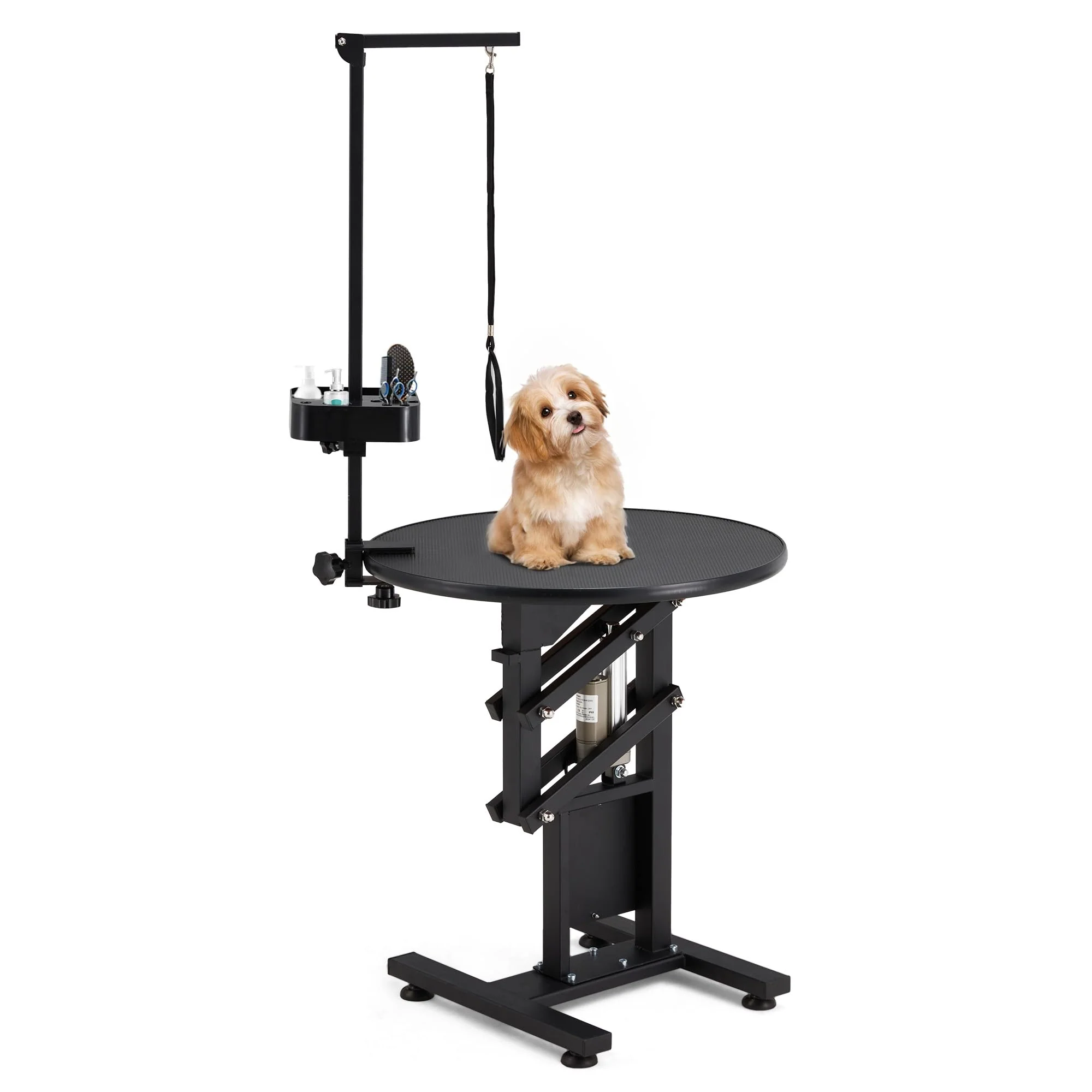 f4f38419d4c803c7d40476d148ce57bba0b1652b5f226b4a82e07f932e295bf8.webp AECOJOY Electric Lift Dog Grooming Table, Portable Height Adjustable Pet Grooming Station with Foldable Arm - Image 1