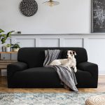 Piccocasa Stretch Loveseat 1 2 3 Seater Chair Solid Color Polyester Sofa Slipcovers 1 PC Black 69-86 Inches