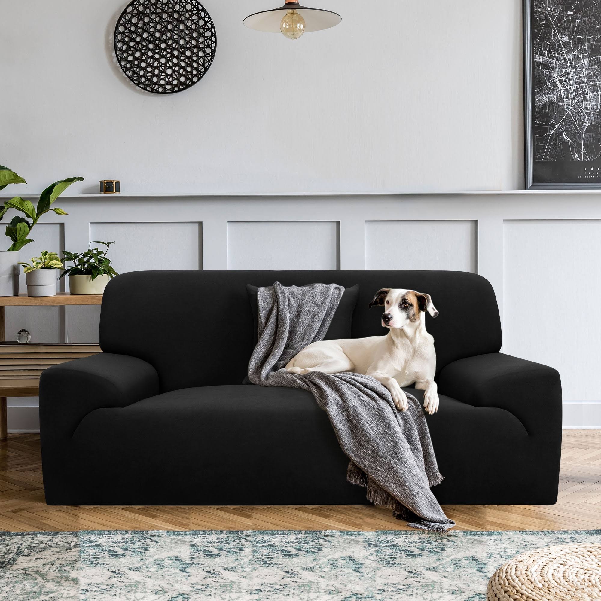 f5056d936ce0ff87c6995ad88cf76f92635b4910fa3b6c828c429ac7bfb77d12.jpg Piccocasa Stretch Loveseat 1 2 3 Seater Chair Solid Color Polyester Sofa Slipcovers 1 PC Black 69-86 Inches - Image 1