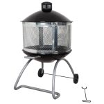 Living Accents 28 in. W Porcelain/Steel Round Wood Fire Pit, Black