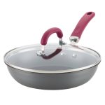 Create Delicious 10.25-Inch Hard Anodized Nonstick Induction Covered Deep Skillet, Burgundy