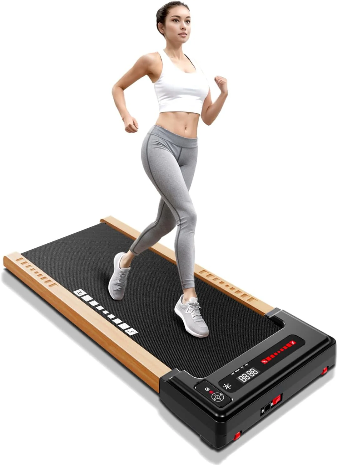 f58ff36b73fffb40cb063456fe216cd43235e5d79ce371b4567daf57d0d536bc.webp Sunnyroad 2.5HP Walking Pad Wood Under Desk Treadmill, Portable Mini Treadmill with Remote Control, Bluetooth, 265 lb Capacity, Installation - Free Jogging Machine for Home/Office - Image 1