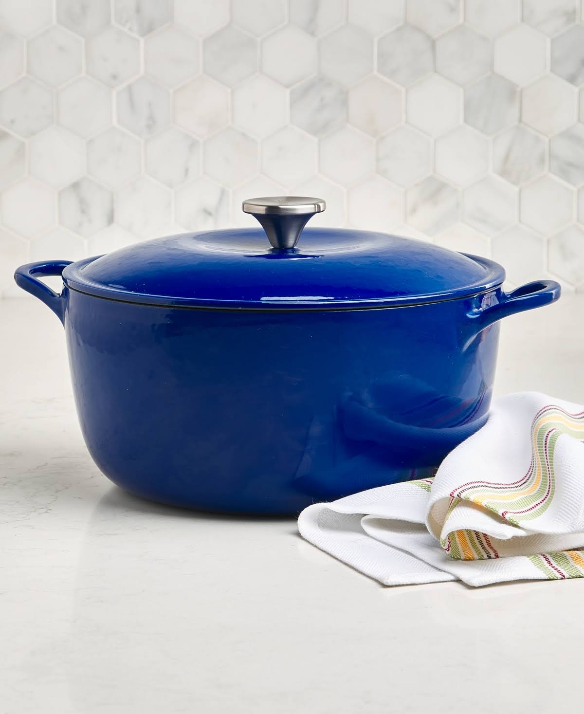 f5925f3ab8434cd425e35cc0fbc3e5006b523e0b36b90ff78ea5e28a723ad2e1.jpg The Cellar Enameled Cast Iron 6-Qt. Round Dutch Oven, Created for Macy's - Navy - Image 1