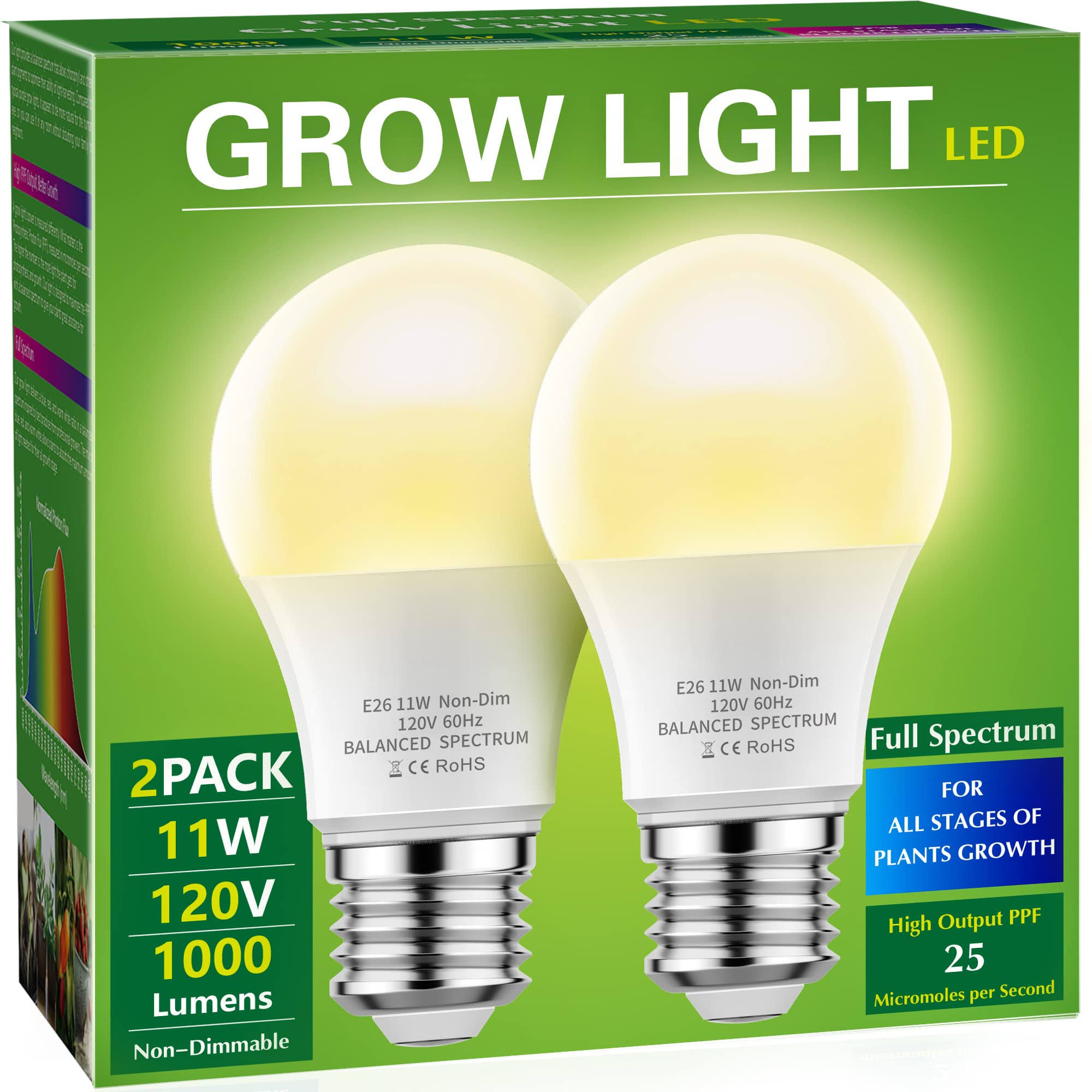 f599f915304e5a918406b6d0422866beb73e84895b1342546e10bcaf5ea544cc.jpg Grow Light Bulbs, Briignite LED Grow Light Bulb A19 Bulb, Full Spectrum Grow Light Bulb, Plant Light Bulbs E26 Base, 11W Grow Bulb 100W Equivalent, Gr - Image 1