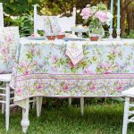 Graceful Garden Tablecloth Aqua, 100% Cotton, Size 60x90 | April Cornell