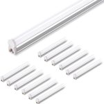 (Pack of 12) Barrina LED T5 Integrated Single Fixture, 4ft, 2200lm, 6500K (Super Bright White), 20W, Utility Shop Light, Ceiling and Under Cabinet