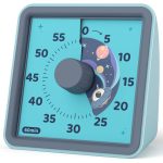 LIORQUE 60 Minute Visual Timer for Kids, Visual Countdown Timer Clock Kids Timer for Classroom Teaching Cooking, Pomodoro Timer with 'Space Ship' Pat