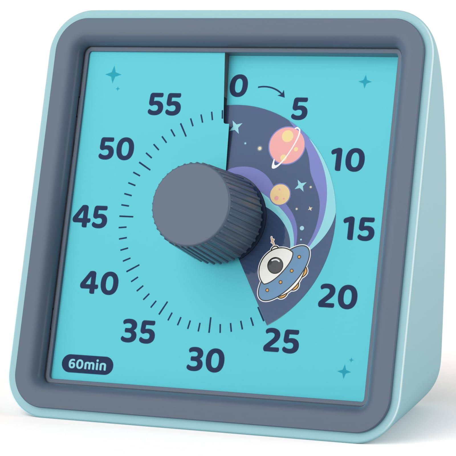 f5c2ada83814155a5767715eadecbbdfa943c791c95c54b665bbe8ae7bb8e877.jpg LIORQUE 60 Minute Visual Timer for Kids, Visual Countdown Timer Clock Kids Timer for Classroom Teaching Cooking, Pomodoro Timer with 'Space Ship' Pat - Image 1