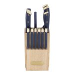 Farberware Triple Riveted Knife Block Set, 15-Piece, Navy and Gold