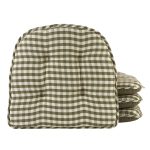 Klear Vu Tufted No Slip Dining Chair Pad Cushion Set of 4 Gingham Pine