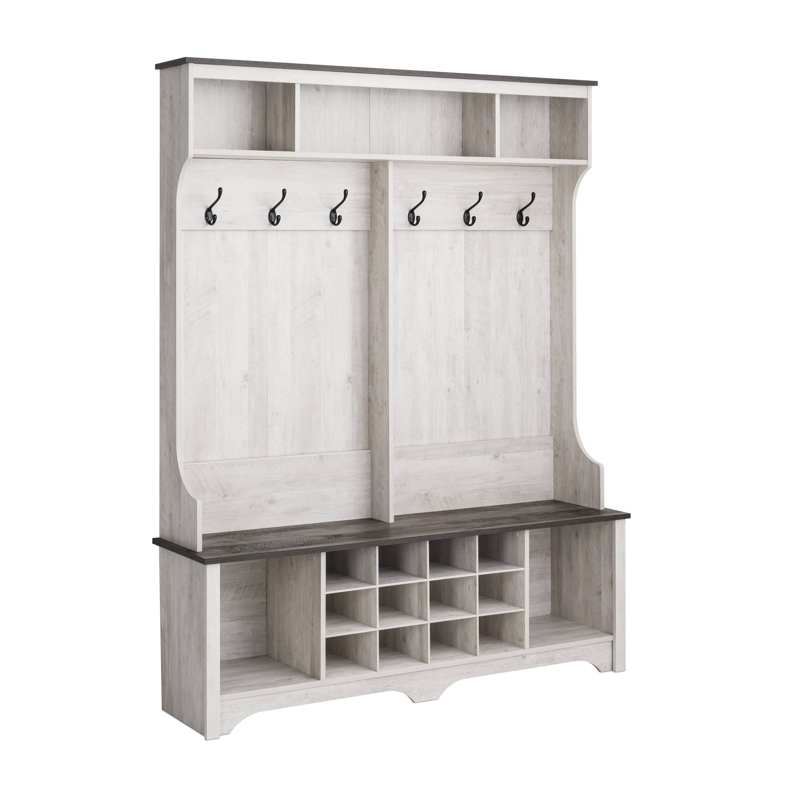f66a000b1d7e7841136450633bd271925e518ca9cf153005ce62a3f478ca1751.jpg Prepac Rustic Ridge Washed White Entryway Cabinet 15.5" D x 60" W x 77" H - Image 1