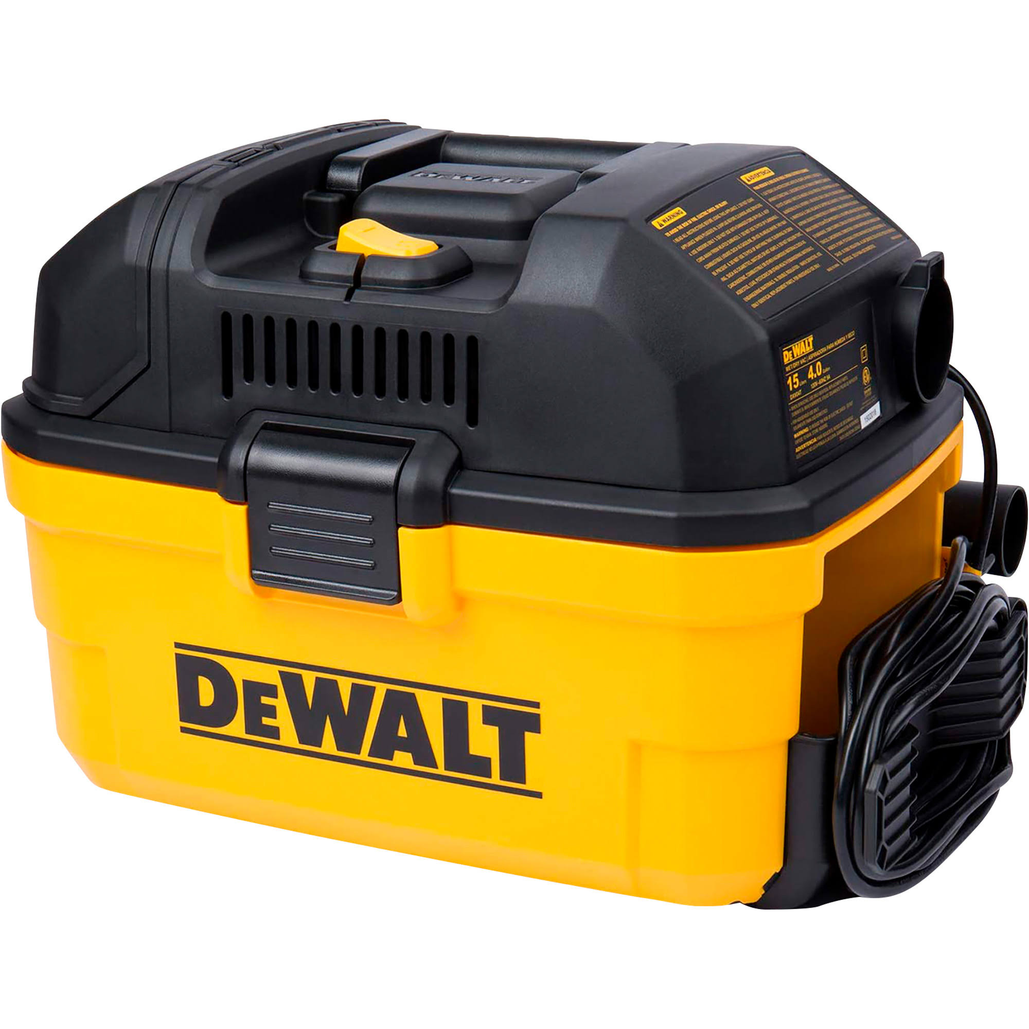 f6774925533b6e38a943fc02092923d9099f6b139c15a81bd2390ee5ec7f3271.jpg DeWALT Portable 4 gallon Wet/Dry Vaccum, Yellow - Image 1