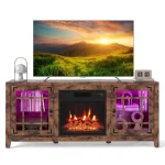 58" Electric Fireplace TV Stand for 65 Inch TVs, Entertainment Center with 18" Fireplace Heater, Remote, LED Lights & Adjustable Shelves