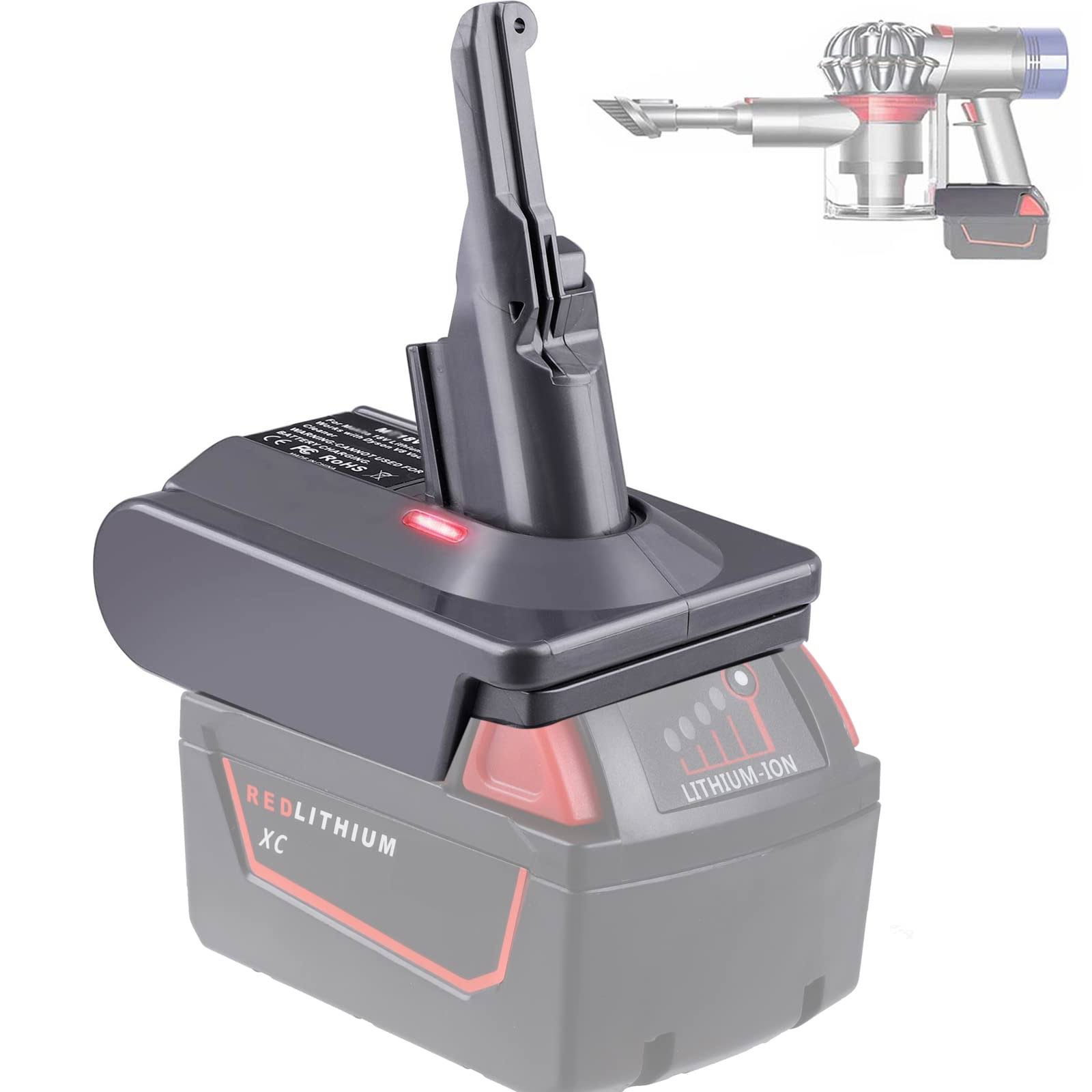 f6a5bcd2e25bcaafe64b20c54f1a191e84ccfc174ddf8fe8427f458db48b90f9.jpg BTRUI for Dyson V8 Battery Adapter for Milwaukee M18 18V Battery Convert to for Dyson V8 Animal Fluffy Motorhead Handheld Vacuum - Image 1