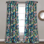 Dolores Room Darkening Window Curtain Panels, Navy & Multi / 84" x 52" + 2" Header