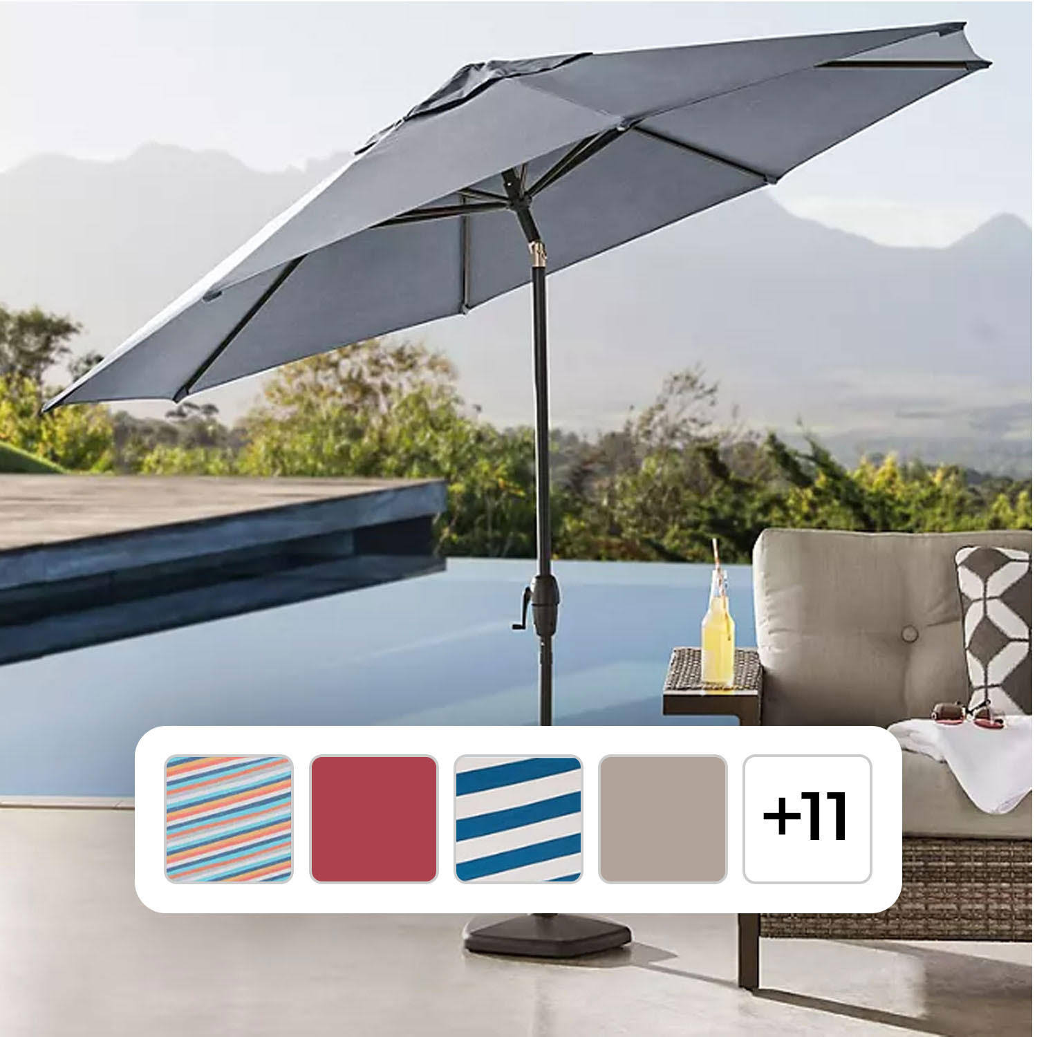f6c0760c173c7c445da581ee5df1fa43ebd6524eeb9b3f60939cead41a106ef1.jpg Member's Mark Premium 10ft Market Umbrella Shale - Image 1