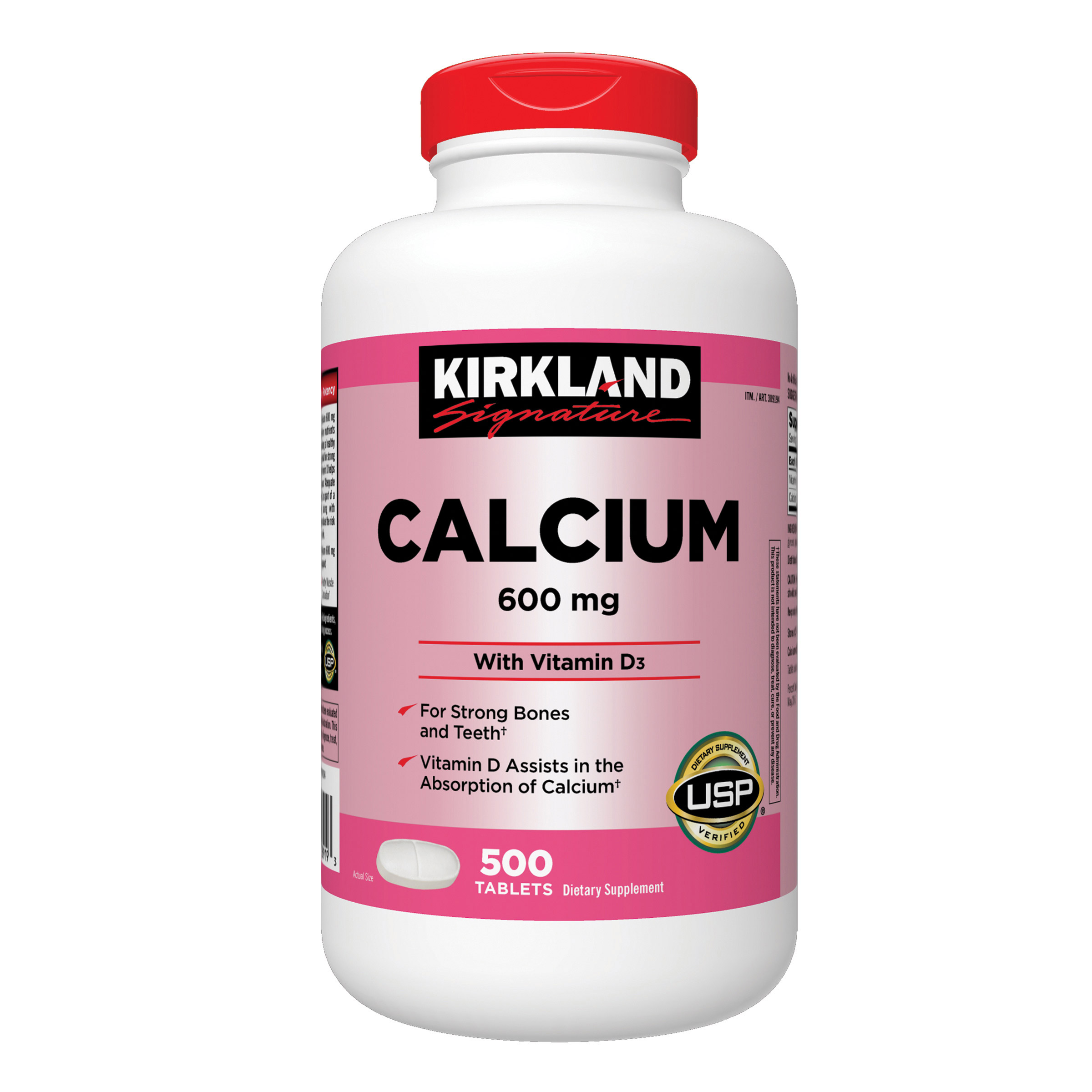 f6cdc9ccbc474728520012528553677af9656f1bdea35cf3f3b8c1fcfd3a0c42.jpg Kirkland Signature Calcium 600 Mg. with Vitamin D3, 500 Tablets - Image 1