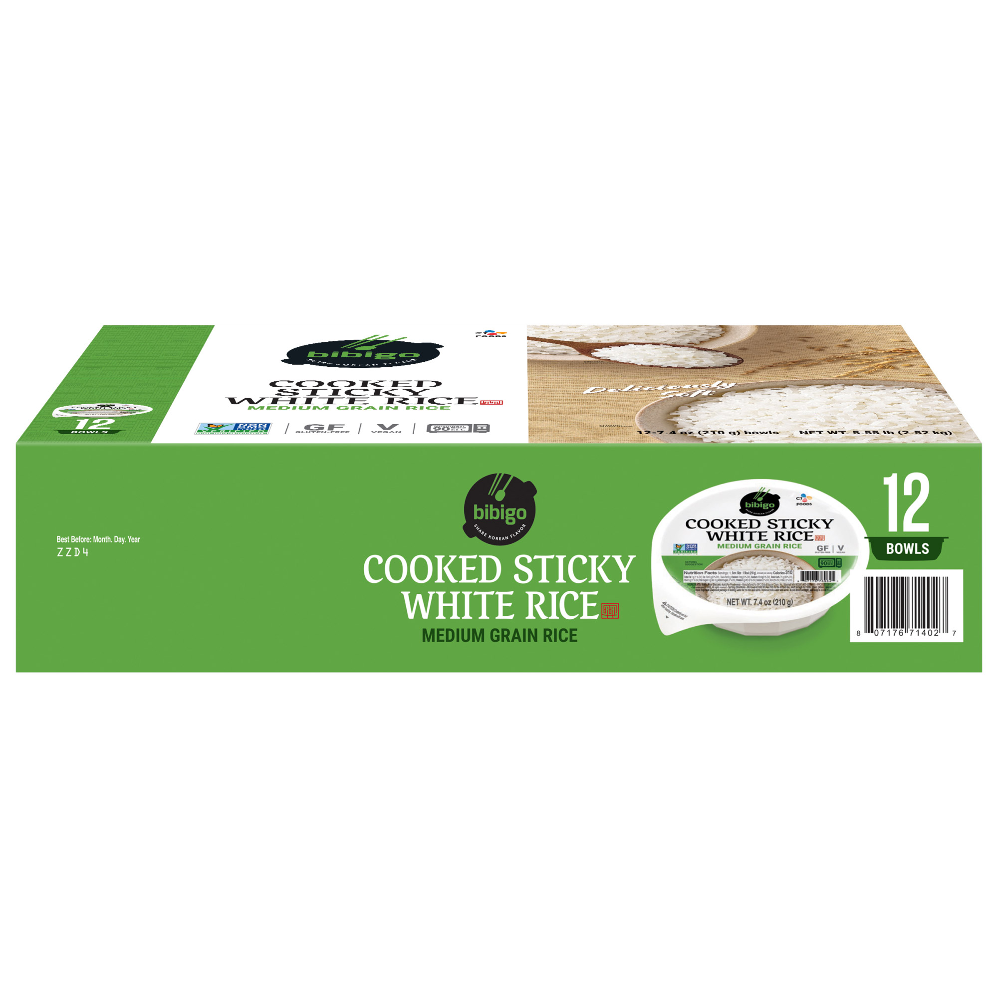 f6dc69b4602751a9bed8e3eee3beeced1c3b1e42e8fc307848794d4120675227.jpg Bibigo, Cooked Sticky White Rice Bowls, Medium Grain, 7.4 oz, 12 - Count - Image 1