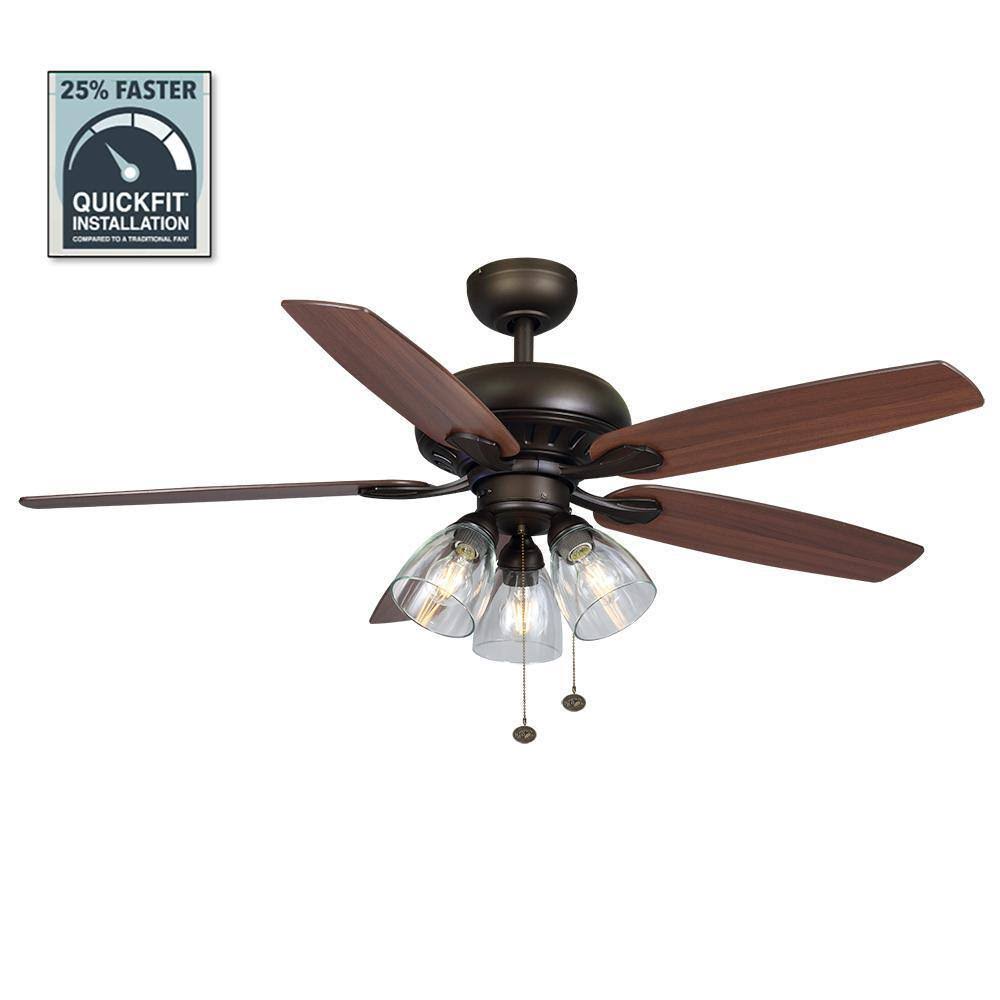 f70d93ad4716589b028dddc4a59c4dc76c6e203a8617b67ac47565dd086bf7f8.jpg Hampton Bay Rockport 52 in. Bronze LED Ceiling Fan with Light Kit - Image 1