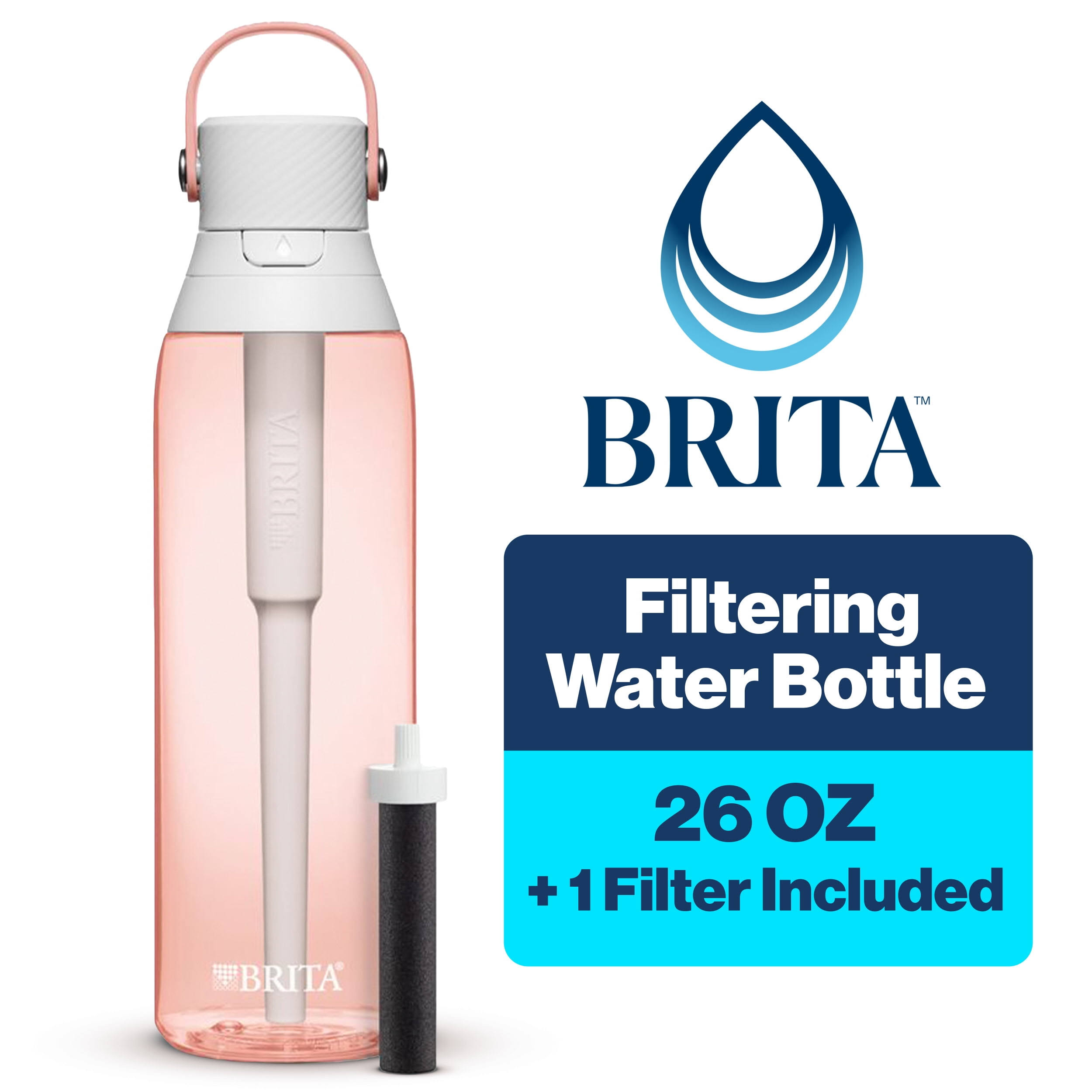 f723faf07cd558dd7d83b744ebe0a1506d4cd0068eaac0b2534a074792f19ce6.jpg Brita Premium 26oz Water Bottle with Filter - Blush Pink - Image 1