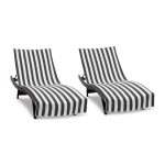 Arkwright California Cabana Chaise Lounge Covers - 100% Cotton Terry - 30 x 85 in. - (2 Pack) Black