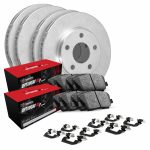 R1 Concepts Front Rear Brakes and Rotors Kit |Front Rear Brake Pads| Brake Rotors and Pads| Optimum Oep Brake Pads and Rotors |Hardware Kit WFUH2 - 45013