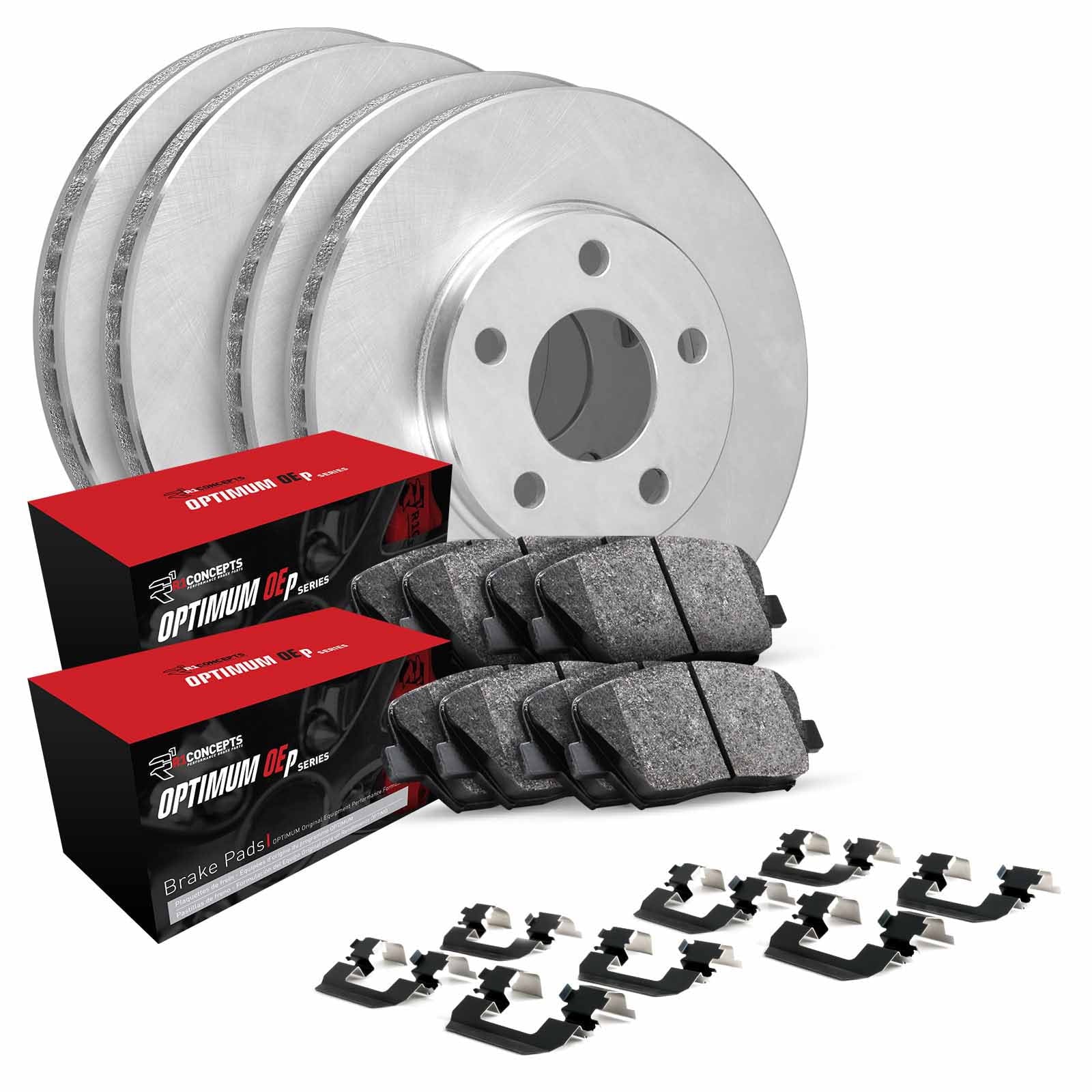 f745ca7e964d1d1f16596aff592f512b48fc8e0dde3a63be6eb611d3822b88b4.jpg R1 Concepts Front Rear Brakes and Rotors Kit |Front Rear Brake Pads| Brake Rotors and Pads| Optimum Oep Brake Pads and Rotors |Hardware Kit WFUH2 - 45013 - Image 1