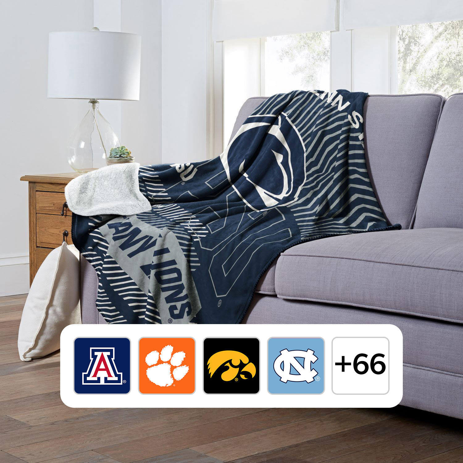 f786538019a96f8b0323a5bf5ea59b6428770db4d228c760e113a3dd679e9acb.jpg Officially Licensed NCAA Cloud Throw Blanket with Sherpa Back, 60" x 70" (Penn State Nittany Lions) - Image 1