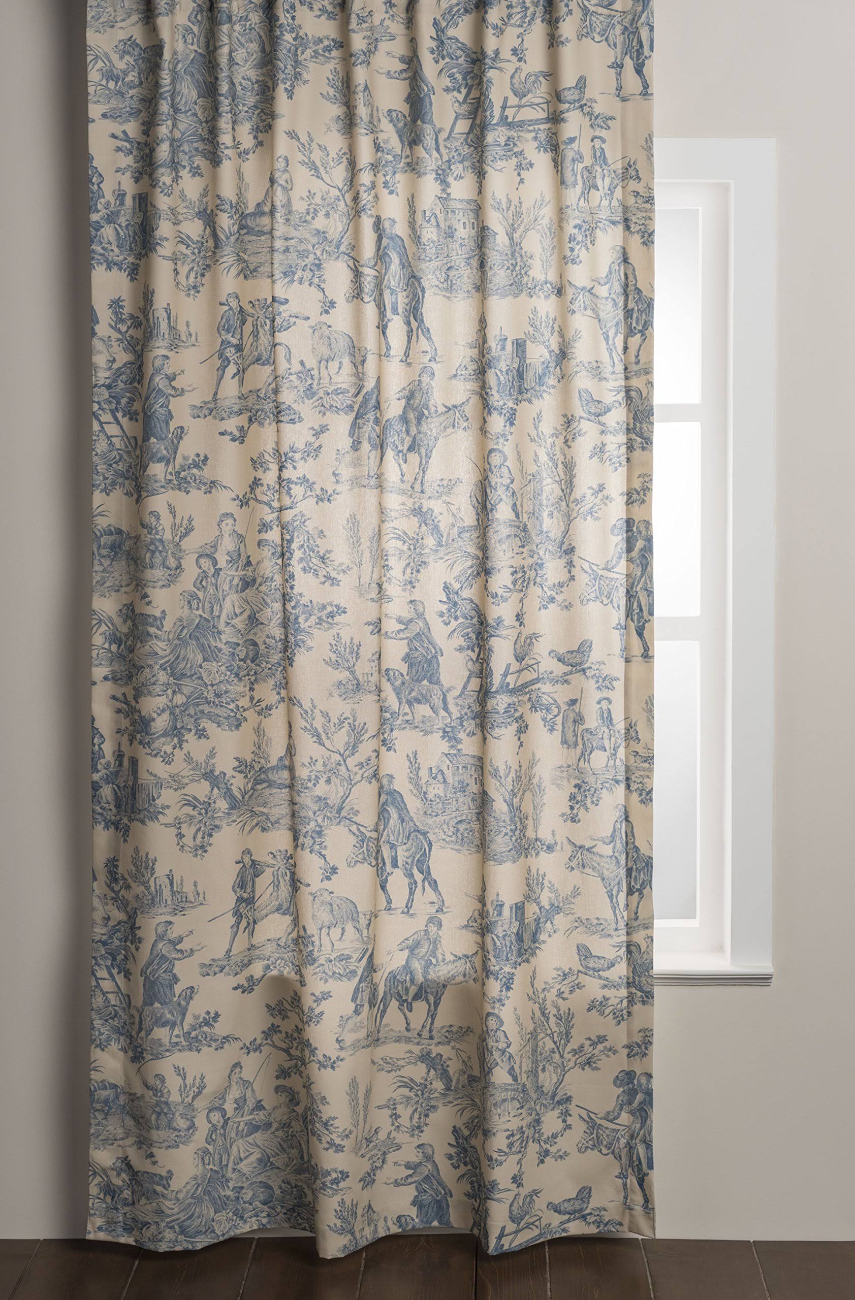 f78ba407ee1558545b76c2bcf98790b2b41c470030a98980c937b5576f550d3b.jpg Maison d' Hermine The Miller 100% Cotton Toile Blue Curtain 50 inch by 84 inch - Image 1