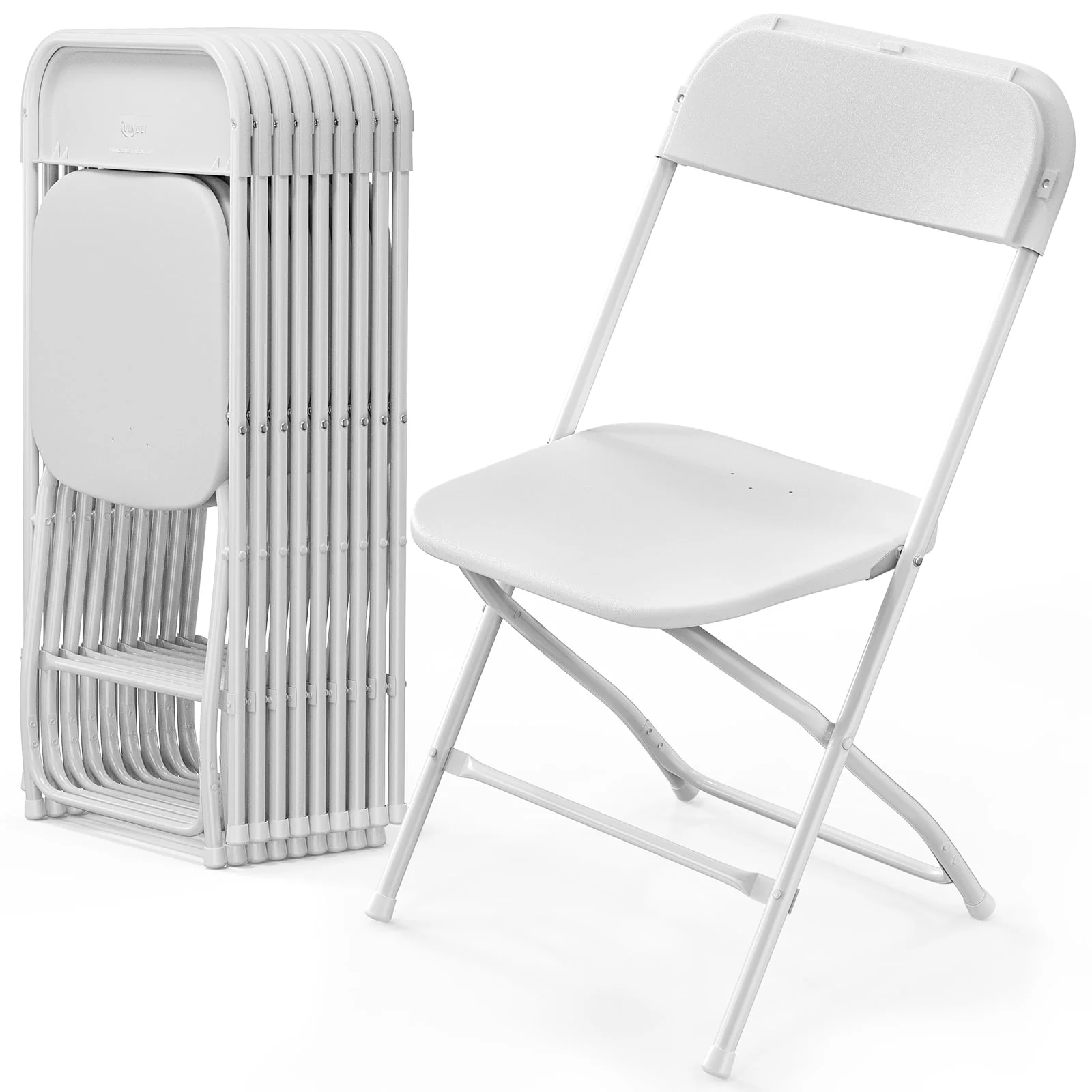f7c00d80029e91500229f4f979cc2aa78a180f05134689028f8fe0c892aa0e7c.webp VINGLI 10 Pack White Plastic Folding Chair, Indoor Outdoor Stackable Seat - Image 1