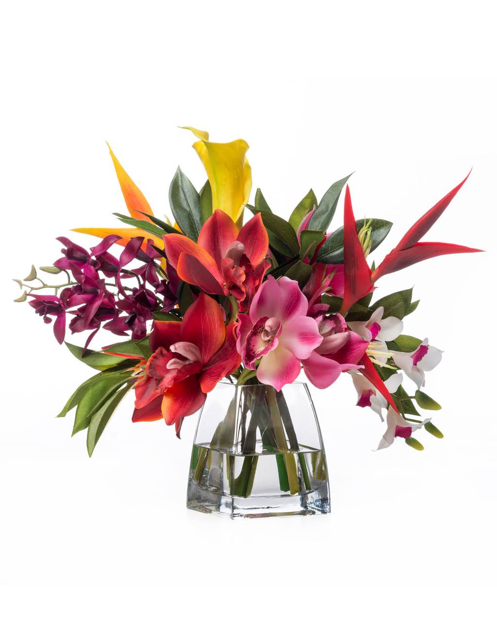 f7dca5800b618631ebb13f7138e7dfc151b8ff552b954602e6f7c7146c2b8096.jpg Faux Orchids & Heliconia Tropical Flower Arrangement - Image 1