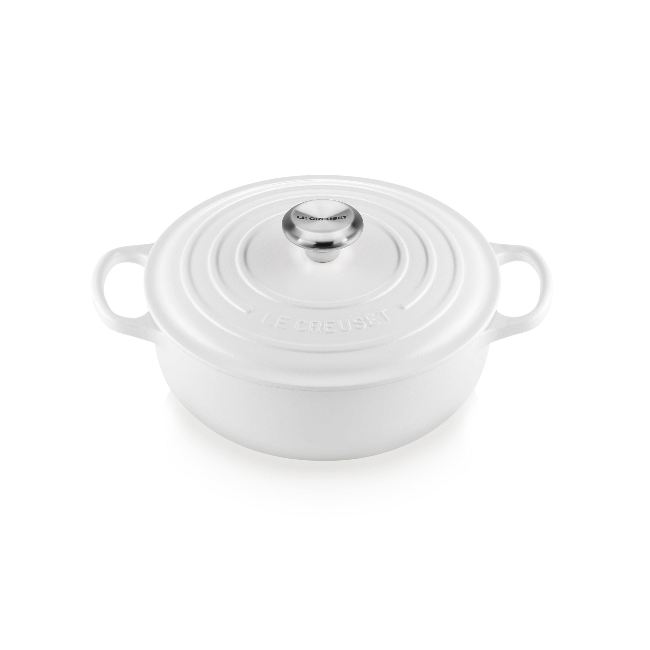 f7f66a07e135dcd385b43ec70320ea85223b36cd506508931471e89e5150b44c.jpg Le Creuset 3.5 Qt. Signature Sauteuse - White - Image 1