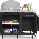 Camping Kitchen Table. Camping Grill Table w/Windscreen & Storage Organizer. Outdoor Kitchen Cook Station with Basin for BBQ. Party. Picnics. Backyards. BBQ Table