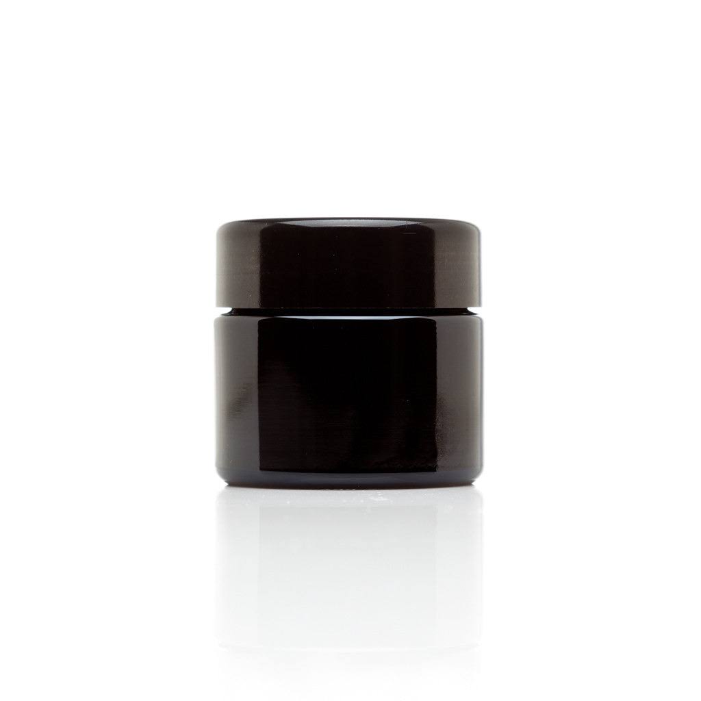 f8419391da0c0bc586a92f5a70d797e34b522c3b318bcd404fcd12ff345382d6.jpg Infinity Jars 50 ml (1.7 fl oz) Travel Size Black Ultraviolet Glass Screwtop Jar 3-Pack - Image 1