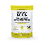 Molly's Suds Dishwasher Pods | Natural Dishwasher Detergent, Cuts Grease & Rinses Clean (Residue-Free) for Sparkling Dishes | 120 Auto-Release Tabs