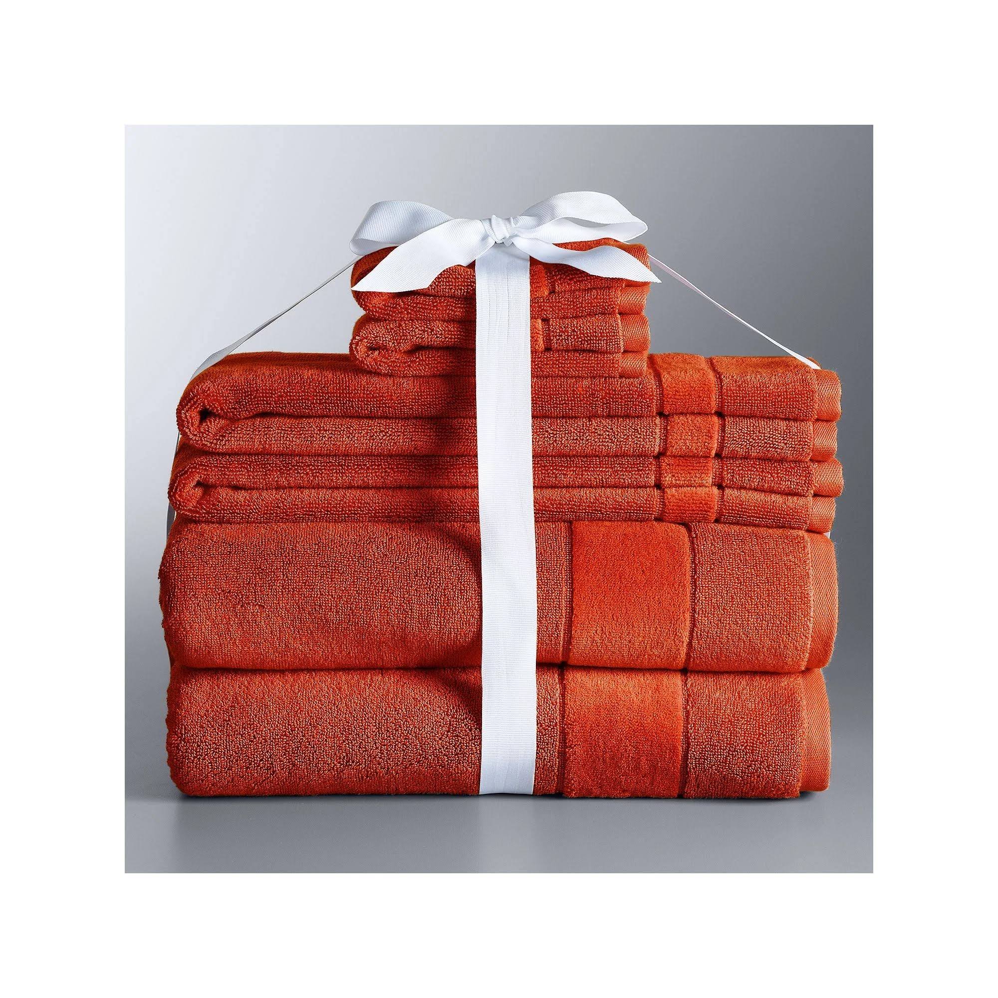 f87c5c2a4190151e38d418646373e048ecc06faa6badab5f162cfe320c5c2f30.jpg Simply Vera Vera Wang 6-Piece Turkish Cotton Bath Towel Set Med Orange 6 PC Set - Image 1