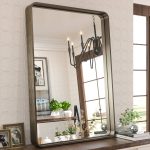 Tyro Bathroom Decorative Home Decor Corner Hangs Accent Mirror Latitude Run Finish: Bronze, Size: 24" x 36"