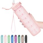Hyeta 32oz Water Bottles with Straw - Stay Motivated and Hydrated with Convenient Times to Drink Markings, Durable, Leak-Proof and BPA-Free